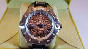 lot 24142 image: Invicta Mens Stainless Steel Watch Waterproof With Dragon Background See Pics