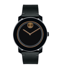 lot 24144 image: Movado Mens 3600297 Bold Black Leather Watch- Retail$499.99