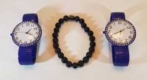 lot 24147 image: 2 Easy read Watches with stretch bands and bracelet
