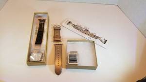 lot 24149 image: Apple Watch Bands and Covers Appear to fit smaller apple watch and one cover seems to fit a large size