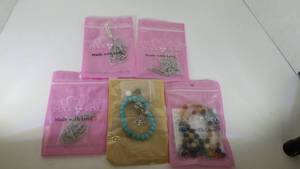 lot 24174 image: 2019 Genuine Chakra Bracelet by Pink Box 3 Pack & 3 Vertical Bar Inspirational Necklace & Aqua Turquoise Stone Essential Oil Diffuser