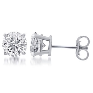 lot 24007 image: Divina Sterling Silver Round Diamond Solitaire Stud Earrings