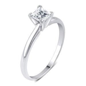 lot 24025 image: Divina 14k Gold 12ct TDW Princess-Cut Solitaire Diamond Engagement Ring- Retail$664.99 Size 7