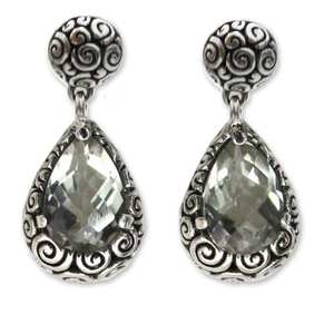 lot 24027 image: Handmade Sterling Silver Lime Teardrops Prasiolite Earrings (Indonesia)- Retail$86.49