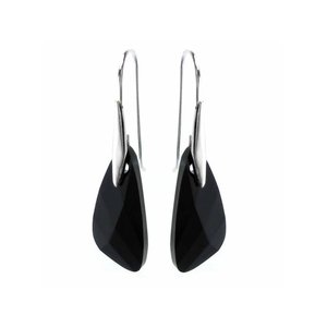 lot 24037 image: Queenberry Sterling Silver Jet Black Crystal Wing Inspired Earrings