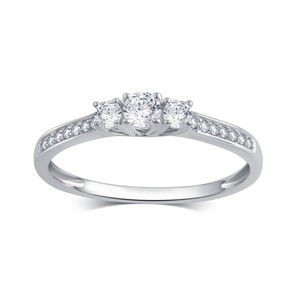 lot 24048 image: Divina 10KT Gold 14ct TDW Diamond 3 Stone Plus Anniversary Ring- Retail$168.49 Size 8.5