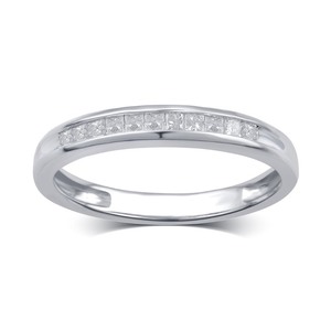 lot 24049 image: 10K White and Yellow Gold 14ct TDW White Diamond Channel Band- Retail$160.99 Size 8