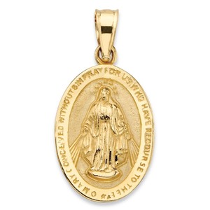 lot 24053 image: 14k Yellow Gold Miraculous Medal Oval Pendant- Retail$184.49