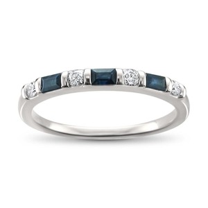 lot 24062 image: Montebello 14KT White Gold 13ct TDW Diamond and Blue Sapphire Wedding Band- Retail$392.99 Size 6