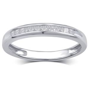 lot 24073 image: 10K White and Yellow Gold 14ct TDW White Diamond Channel Band Size 7- Retail$160.99