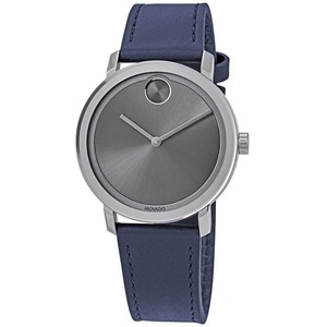 lot 24074 image: Movado Bold Navy Leather Mens Watch 3600507- Retail$494.99