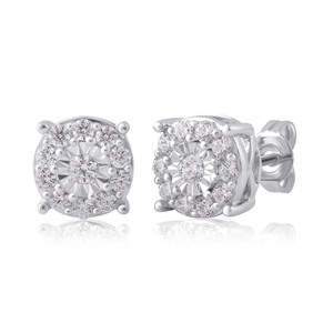 lot 24080 image: Divina Sterling Silver 34ct TDW Diamond Miracle palte Stud Earring (I-JI2-I3)- Retail$171.99