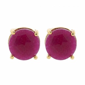 lot 24081 image: Pori Gold Plated Sterling Silver Ruby Gemstone Round Prong Dyed Stud Earrings