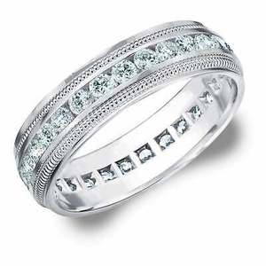 lot 24087 image: Amore 10K White Gold Mens 2.0 CT TDW Diamond Eternity Milgrain Band- Retail$1839.99 Size 12.5