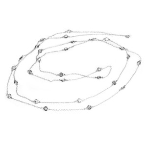 lot 24103 image: Queenberry 54-inch Sterling Silver Round CZ Link Rolo Chain Necklace- Retail$88.49
