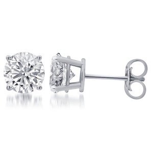 lot 24118 image: Divina Sterling Silver Round Diamond Solitaire Stud Earrings