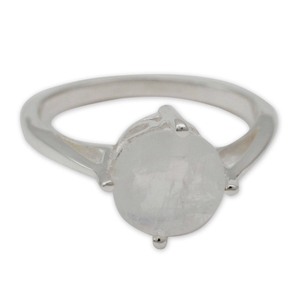 lot 24129 image: Handmade Fortune Sterling Silver Moonstone Ring (India) Size 7