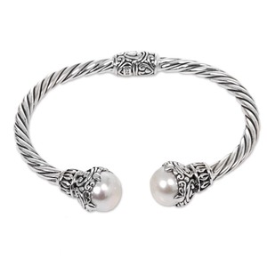 lot 24164 image: Handmade Sterling Silver Rope Cultured Pearl Bracelet (Indonesia)- Retail$77.98