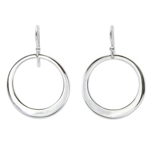 lot 24169 image: Handmade Sterling Silver Perfect Moon Dangle Earrings (Peru)