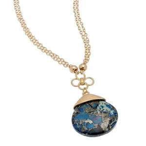 lot 24185 image: Blue Mottle Teardrop Stone Pendant