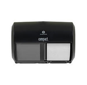 lot 4299 image: (3) Georgia Pacific Professional Compact Coreless Side-by-Side 2-Roll Tissue Dispenser, 11.5 x 7.625 x 8, Black -GPC56784A