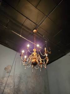 lot 4350 image: (2) Gold Colored Chandeliers