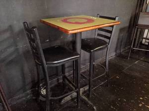 lot 4396 image: Table with 2 Black chairs