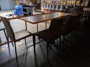 lot 4436 image: Table (gray) with 5 brown chairs