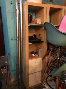 lot 4446 image: (2) 6ft Tall Wood Shelves