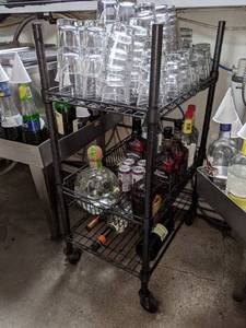 lot 2271 image: Small black rolling cart - 3 tier