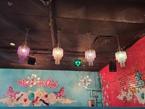 lot 2354 image: (4) Chandliers- 2 Purple, 1 Blue, 1 Pink