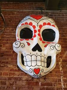 lot 2401 image: Paper Mache Red Sugar Skull