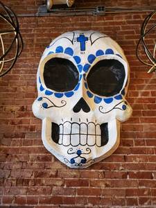 lot 2403 image: Blue Paper Mache Sugar Skull