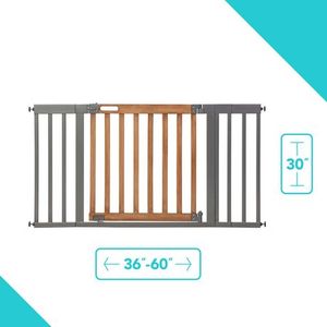 lot 5379 image: Summer Infant West End Safety Gate Oak-Grey Extra Wide
