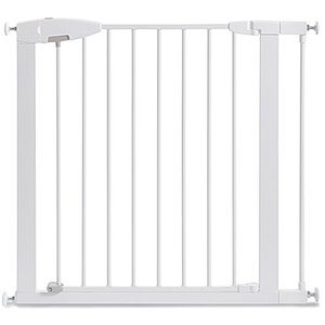 lot 5392 image: Munchkin Easy Close Pressure Mounted Baby Gate for Stairs, Hallways and Doors, Walk Through with Door, Metal, White