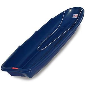 lot 5412 image: Flexible Flyer Winter Trek Large Pull Sled for Adults. Plastic Toboggan for Snow Sledding, Ice Fishing, Work, Blue, 66 x 20 x 6 inches