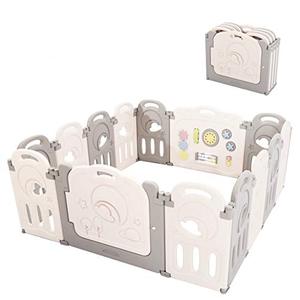 lot 5420 image: Fortella Cloud Castle Foldable Playpen, Baby Safety Play Yard with Whiteboard and Activity Wall, Indoors or Outdoors (14 Panel)