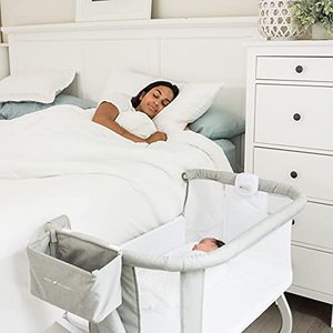 lot 5429 image: Baby Delight Beside Me Somni Deluxe Bassinet and Beside Sleeper, Quilted Grey