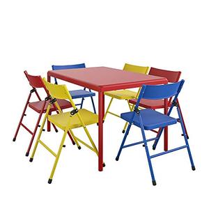 lot 5441 image: Cosco Kids Furniture 7 Piece ChildrenS Juvenile Set with Pinch Free Folding Chairs & Screw in Leg Table