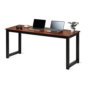 lot 5456 image: USHOW Computer Desk 63 inch Modern Sturdy Office Desk Study Writing Desk for Home Office (63 inch, Sandalwood)