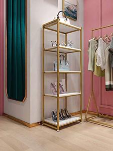 lot 5459 image: FONECHIN TDD Metal Display Rack 5-Layer Shoe Bag Rack Shelf,Floor-Standing Clothing Rack for Plant Jewelry Hat, Home Kitchen Bedroom Storage Rack