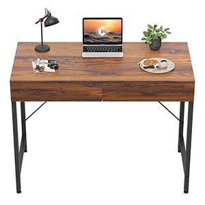 lot 5464 image: CubiCubi Computer Small Desk, 40 inches with 2 Storage Drawers for Home Office Writing Desk, Makeup Vanity Console Table, Dark Rustic
