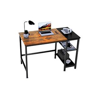 lot 5465 image: Extra Mile Computer Desk with Storage Shelves,47 Inch Small Desk Study Writing Table for Home, Office, Study Room, Bedroom,Vintage Rustic Brown and Black