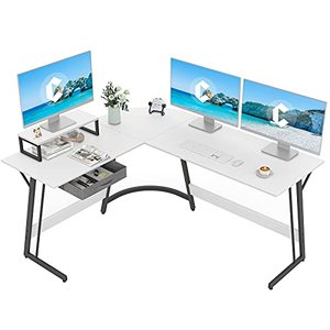 lot 5470 image: CubiCubi Modern L-Shaped Desk Computer Corner Desk, 59.1 Home Office Writing Study Workstation with Small Table, Space Saving, Easy to Assemble