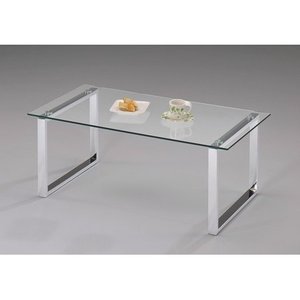 lot 5473 image: Kings Brand Modern Design Chrome Finish With Glass Top Cocktail Coffee Table