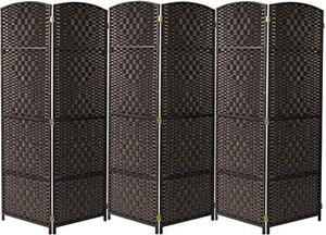 lot 5482 image: Sorbus Room Divider Privacy Screen, 6 ft. Tall Extra Wide Foldable Panel Partition Wall Divider, Double Hinged Room Dividers and Folding Privacy Screens, Diamond Double-Weaved(6 Panel, Espresso Brown)