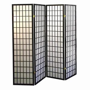 lot 5484 image: ORE International 4-Panel Shoji Screen Room Divider, Black