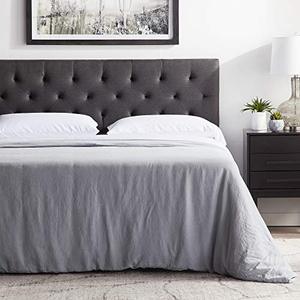lot 5498 image: LUCID Mid-Rise Upholstered Headboard - Adjustable Height from 34�� to 46��, KingCal King, Charcoal