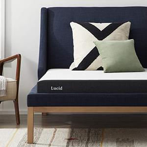 lot 5529 image: LUCID 5 Inch Memory Foam Low Profile-Cooling Gel Infusion-Hypoallergenic Bamboo Charcoal-Breathable Cover Bed Mattress Conventional, Twin, White,2020 model