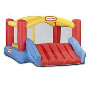 lot 5532 image: Little Tikes Jump n Slide Bouncer - Inflatable Jumper Bounce House Plus Heavy Duty Blower With GFCI, Stakes, Repair Patches, And Storage Bag 106.2 Inch x 137.7 Inch x 65.7 Inch Ages 3-8 Years